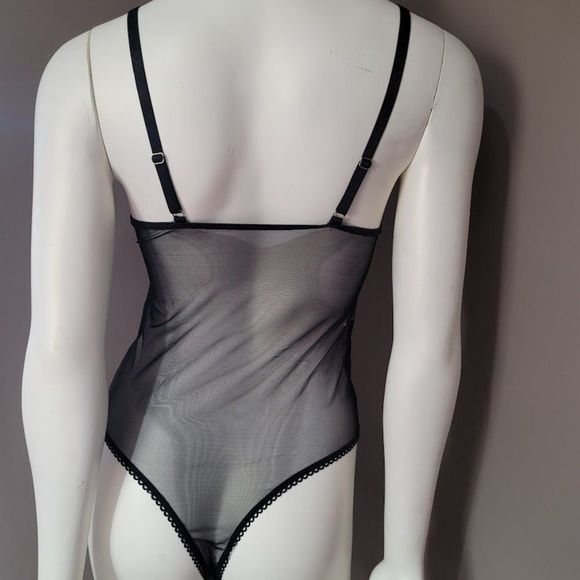 Floral Embroidery Sheer Mesh Teddy Bodysuit Lingerie - Picture 6 of 8